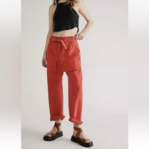 Free People Red Wide Leg Pants